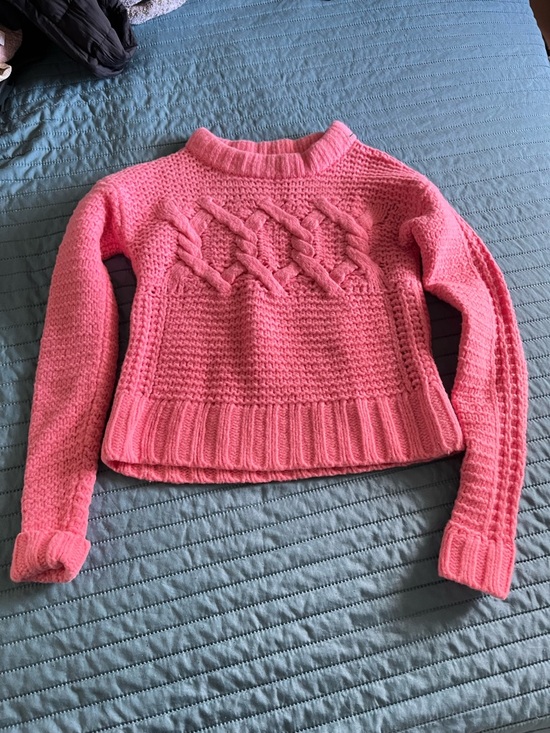 Banana Republic Sweaters - Banana Republic Bright Pink Cable-Knit Crewneck Sweater